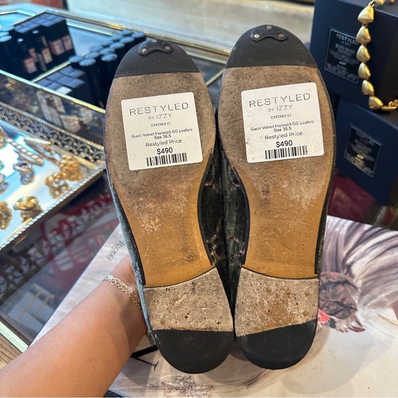 Gucci Velvet Horsebit GG Loafers Size 35 - Picture 6 of 7